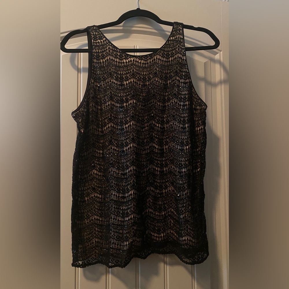 Beautiful sequin detailed lacy tank top from Ann Taylor, L